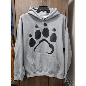 Gildan Heavy‎ Blend Hoodie Sweatshirt Gray Paw Print Pullover XL